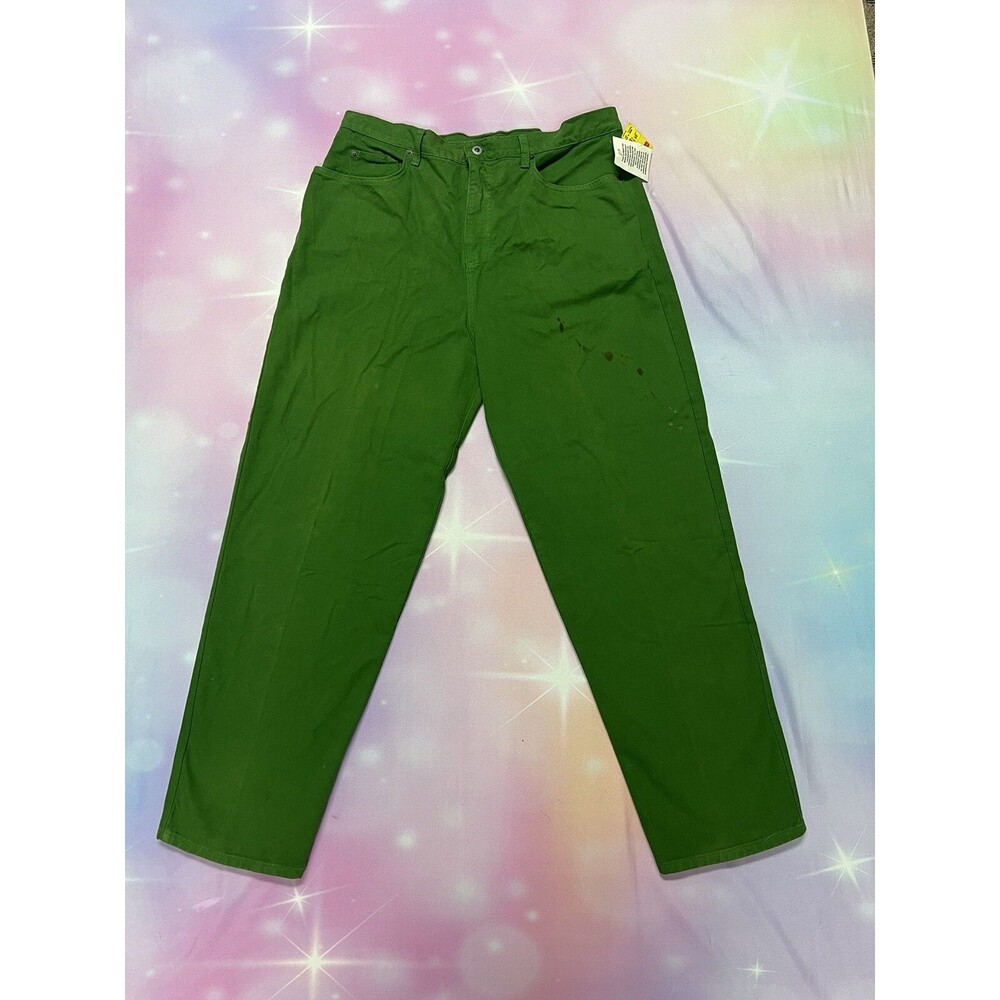 RARE Vintage YES MEN Green Denim Jeans Made In USA 100% Cotton Sz 40 Unique